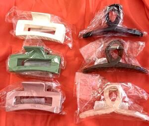 Set Of 6 Large Hair Claws Clips For Thick Hair Creme, Green, Pink, Purple, etc